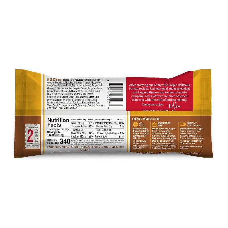 slide 2 of 4, Red's All Natural Red's Frozen Turkey Sausage Egg Breakfast Burrito - 5oz, 5 oz