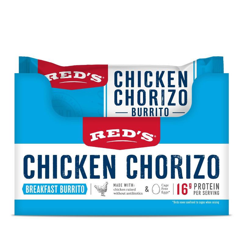 slide 3 of 4, Red's All Natural Red's Frozen Chicken Chorizo Egg Cheese Breakfast Burrito - 5oz, 5 oz