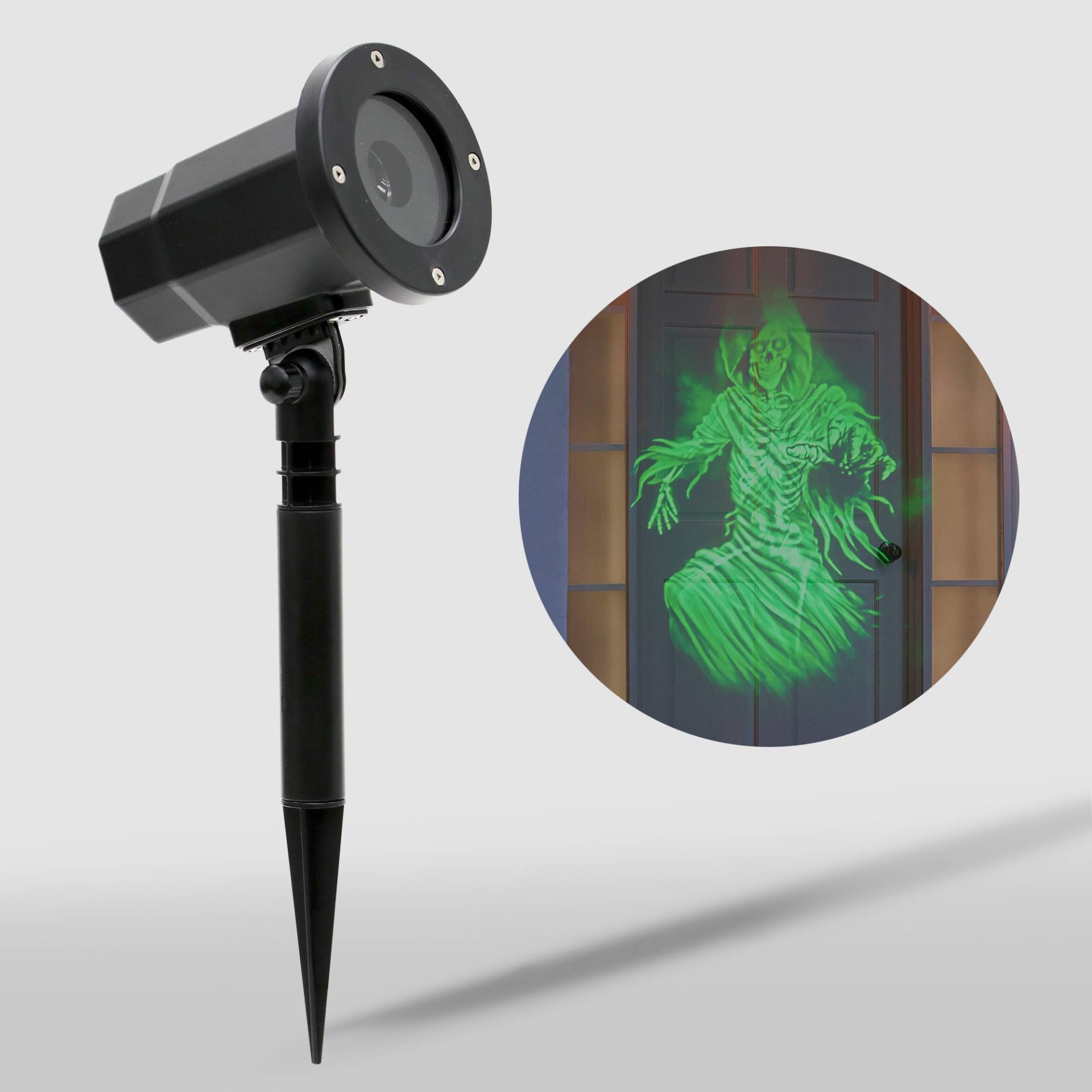 slide 1 of 4, Philips Animated Green Ghost Skeleton LED Halloween Projector, 1 ct