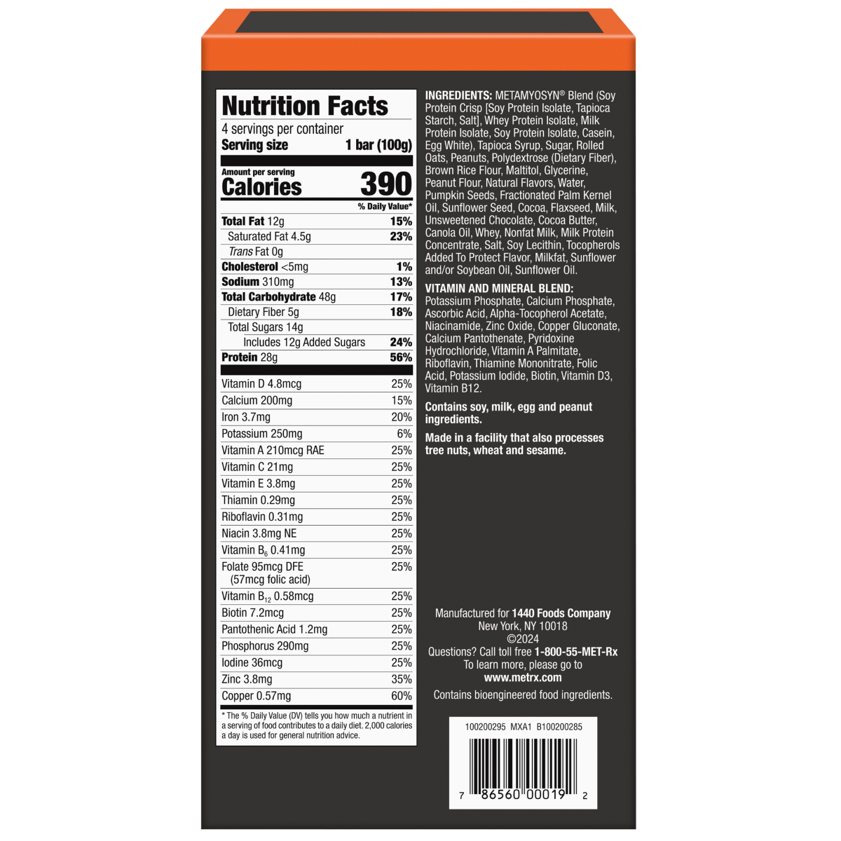slide 2 of 7, MET RX Met-Rx Big 100 Meal Replacement Bar, Granola Peanut Butter, 4 Pack/3.52 oz, 4 ct, 3.52 oz