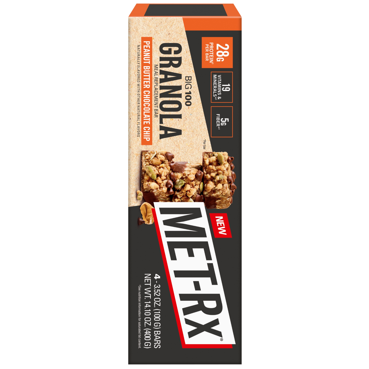 slide 7 of 7, MET RX Met-Rx Big 100 Meal Replacement Bar, Granola Peanut Butter, 4 Pack/3.52 oz, 4 ct, 3.52 oz