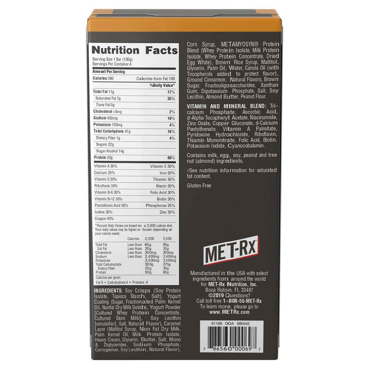 slide 2 of 2, MET-Rx Big 100 Protein Bars, Vanilla Caramel Churro Bars Protein, 4 ct