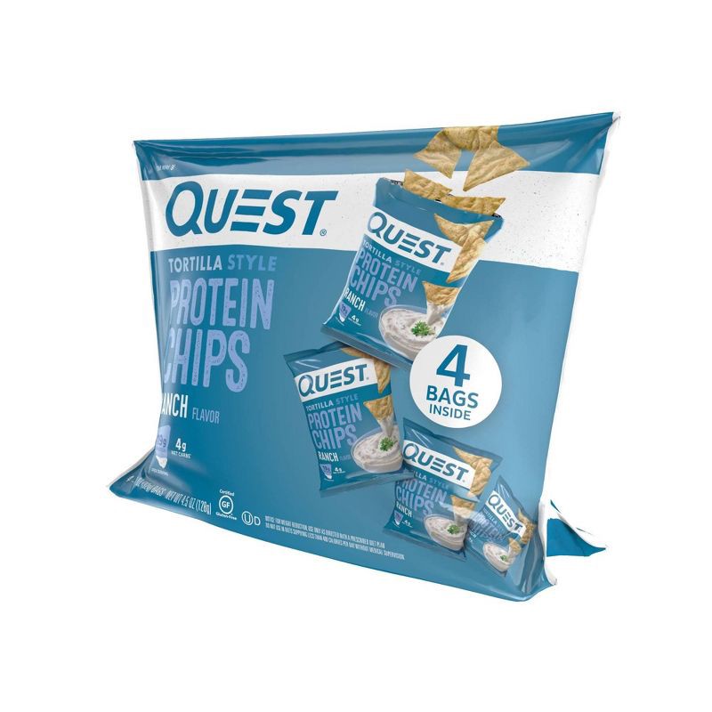 slide 3 of 8, Quest Nutrition Tortilla Style Protein Chips - Ranch - 4pk/1.1oz, 4 ct, 1.1 oz