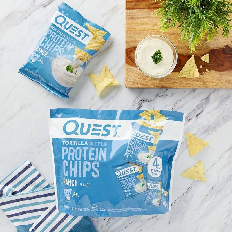 slide 8 of 8, Quest Nutrition Tortilla Style Protein Chips - Ranch - 4pk/1.1oz, 4 ct, 1.1 oz
