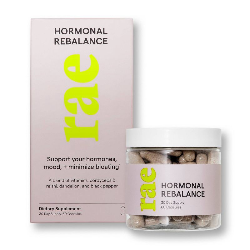 slide 1 of 4, Rae ReBalance Dietary Supplement Vegan Capsules for Hormone Balance - 60ct, 60 ct
