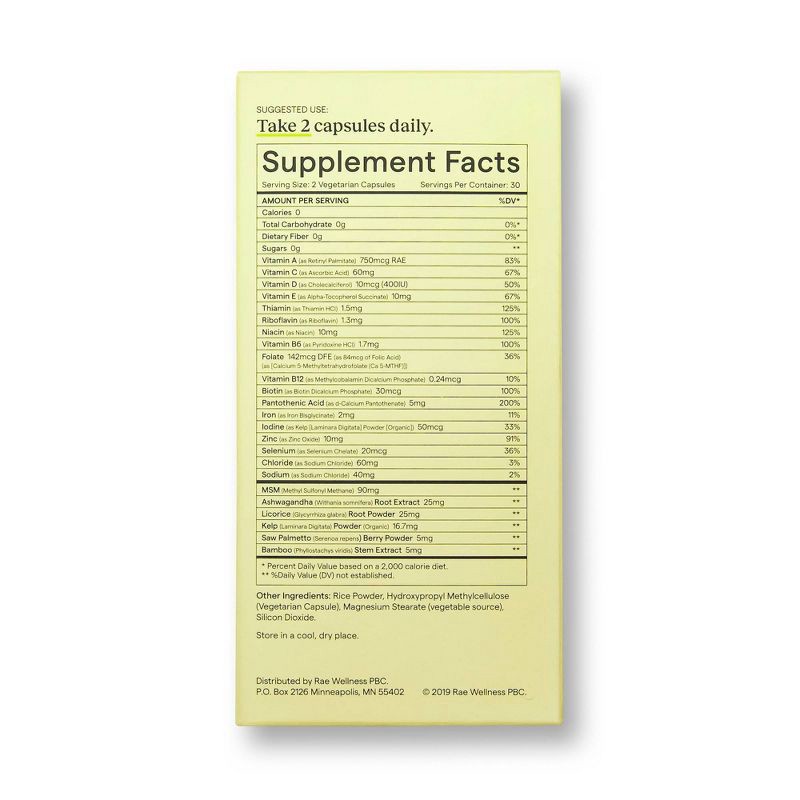 slide 2 of 4, Rae Women's Multivitamin Dietary Supplement Vegan Capsules for Whole Body Support and Energy - 60ct, 60 ct