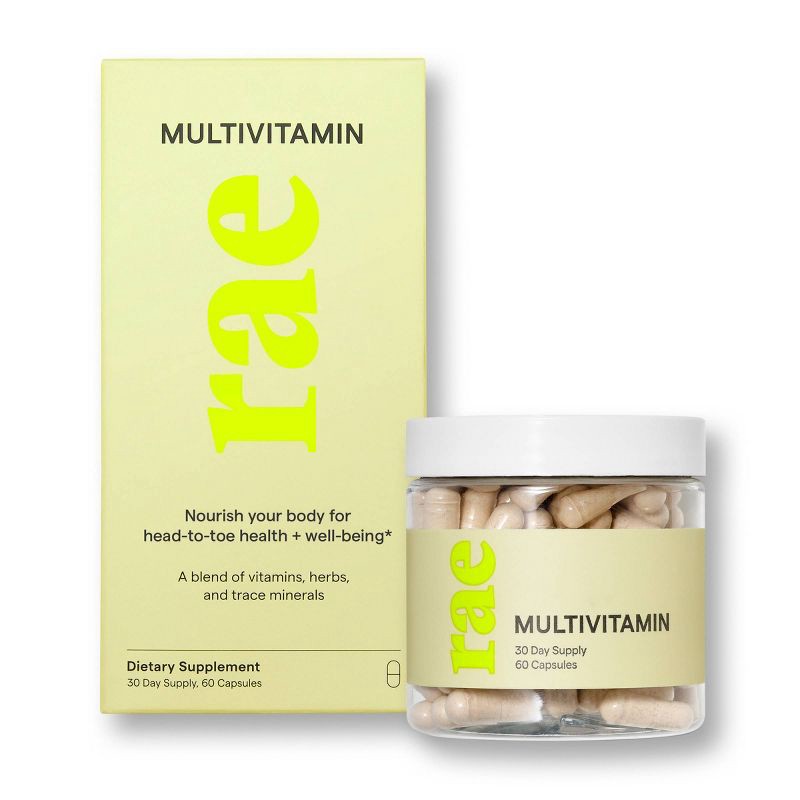 slide 1 of 4, Rae Women's Multivitamin Dietary Supplement Vegan Capsules for Whole Body Support and Energy - 60ct, 60 ct