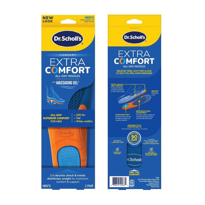 slide 3 of 10, Dr. Scholl's Extra Comfort All-Day Men's Trim To Fit Shoe Insoles - 1 Pair - Size 8-14, 1 ct