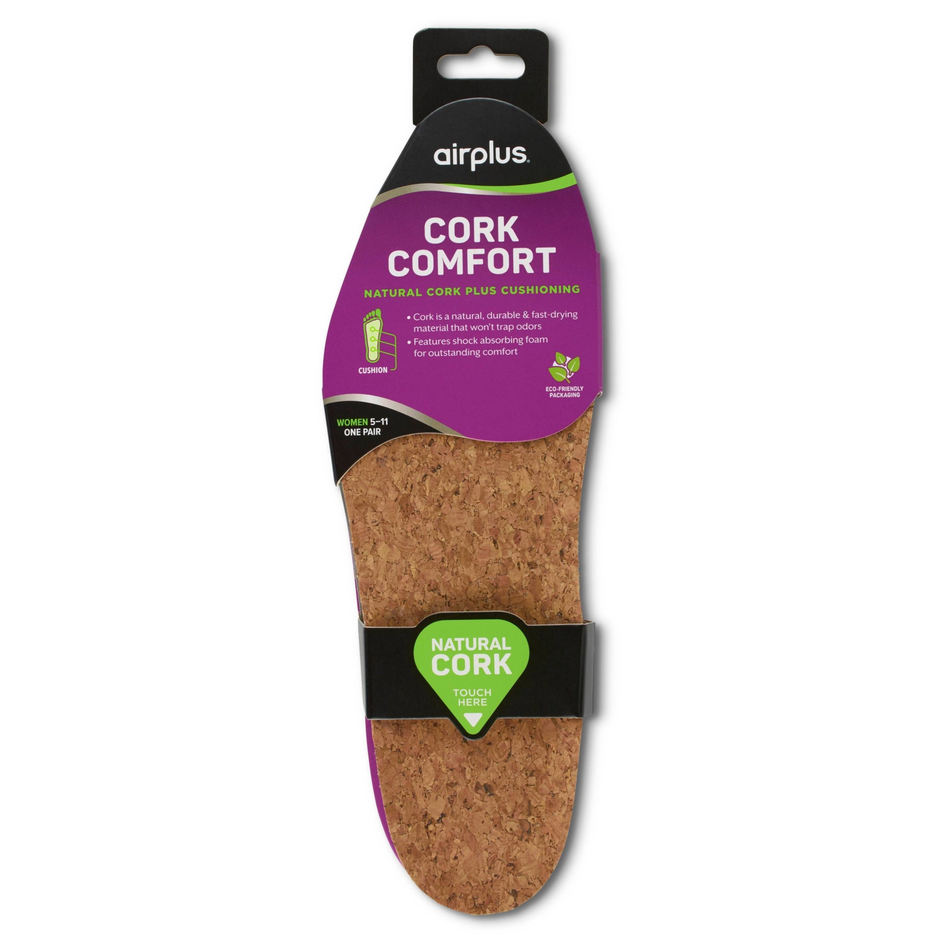 slide 1 of 7, Airplus Cork Insoles for Women, 1 ct