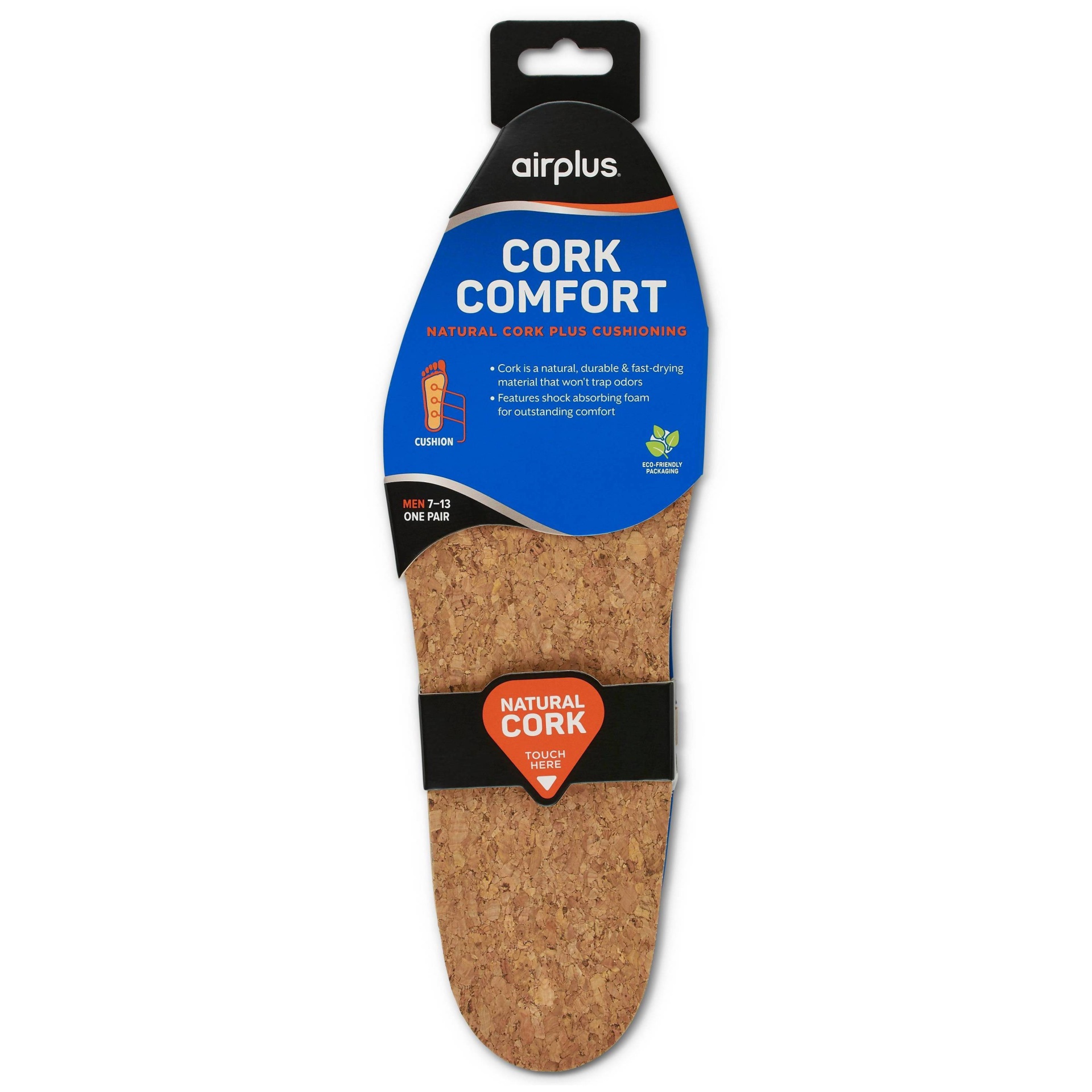 slide 1 of 8, Airplus Cork Insoles for Men, 1 ct