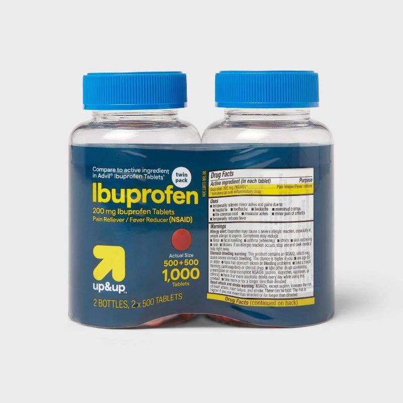 slide 1 of 4, Ibuprofen (NSAID) Pain Reliever & Fever Reducer Tablets Twin Pack - 1000ct - up&up™, 1000 ct