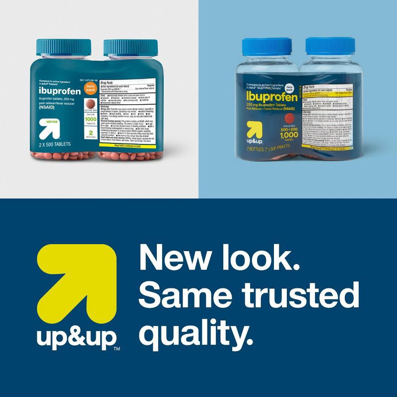 slide 4 of 4, Ibuprofen (NSAID) Pain Reliever & Fever Reducer Tablets Twin Pack - 1000ct - up&up™, 1000 ct