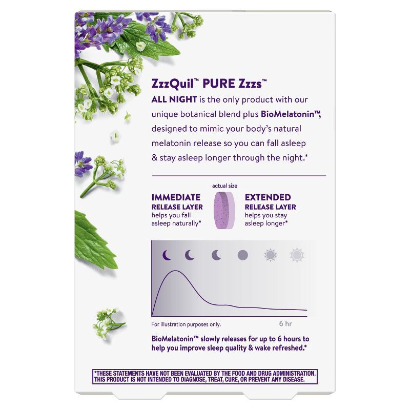 slide 12 of 12, ZzzQuil Pure Zzzs All Night Extended Release Melatonin Tablets - 14ct, 14 ct