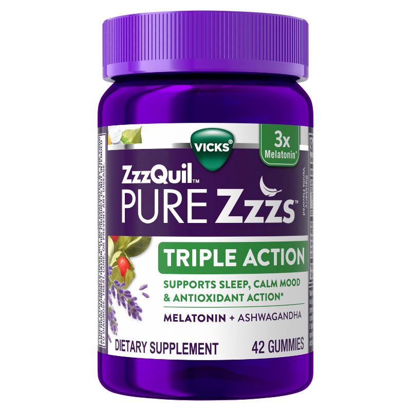 slide 2 of 8, ZzzQuil Pure Zzzs Triple Action Melatonin Gummies - 42ct, 42 ct