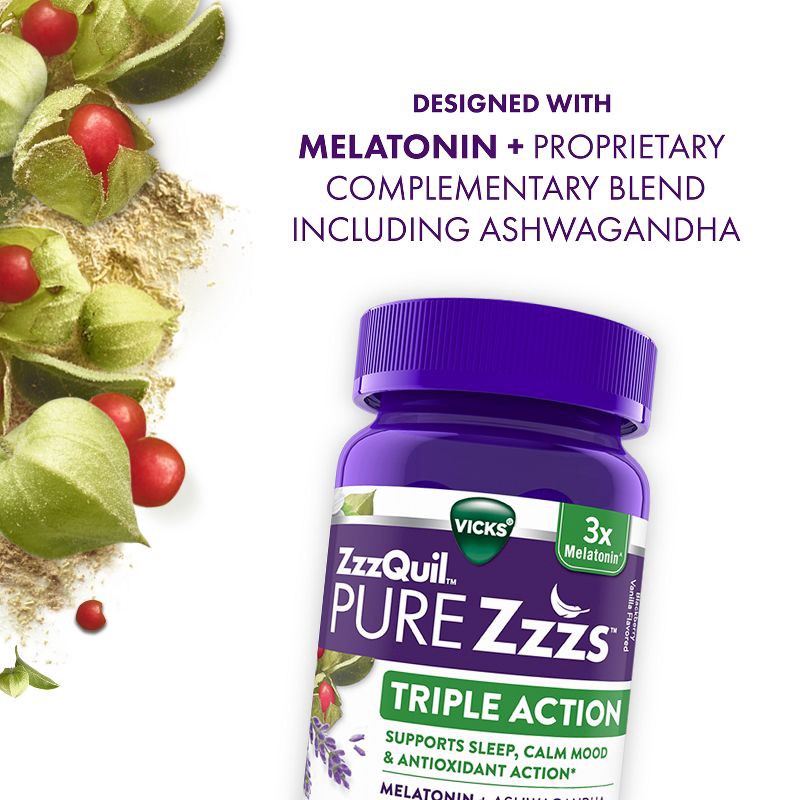 slide 4 of 8, ZzzQuil Pure Zzzs Triple Action Melatonin Gummies - 42ct, 42 ct