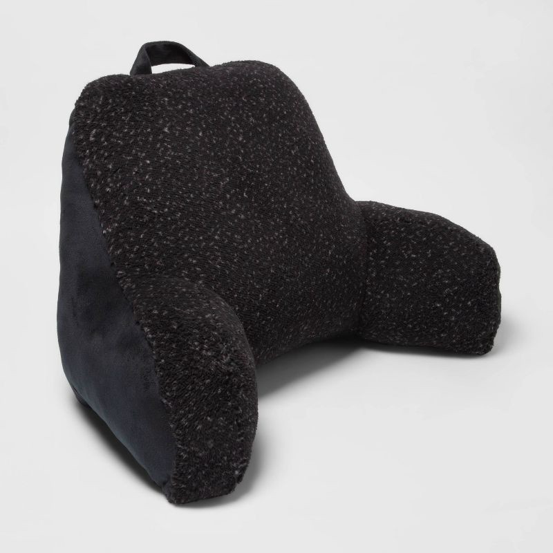 slide 4 of 5, Faux Shearling Bed Rest Pillow Washed Black - Room Essentials, 1 ct