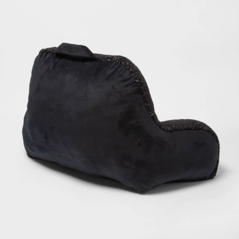 slide 3 of 5, Faux Shearling Bed Rest Pillow Washed Black - Room Essentials, 1 ct