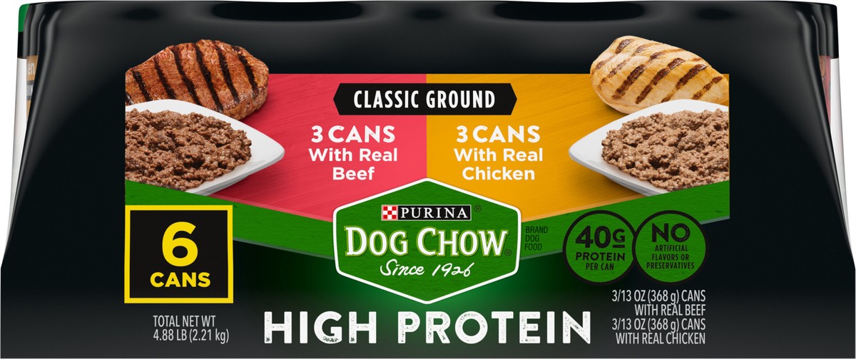 slide 5 of 9, Dog Chow Purina Dog Chow High Protein Pate Wet Dog Food, With Chicken & Beef Variety Pack, 4.87 lb