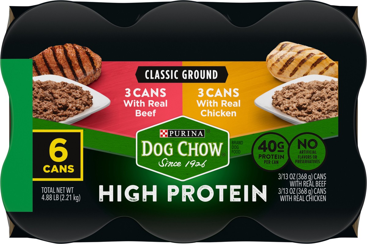 slide 2 of 9, Dog Chow Purina Dog Chow High Protein Pate Wet Dog Food, With Chicken & Beef Variety Pack, 4.87 lb