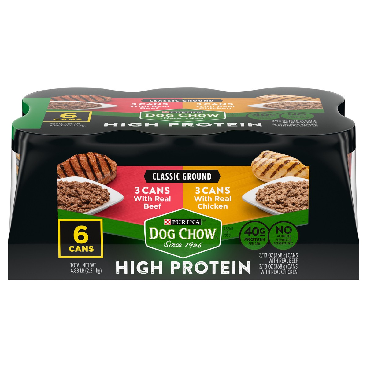 slide 1 of 9, Dog Chow Purina Dog Chow High Protein Pate Wet Dog Food, With Chicken & Beef Variety Pack, 4.87 lb