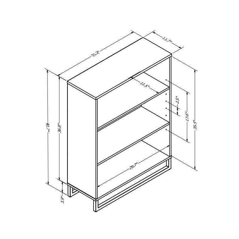 slide 4 of 4, Mixed Material 3 Shelf Bookcase Gray - Room Essentials™: Laminated Farmhouse Design, Metal Frame, Includes Anchoring Hardware, 1 ct
