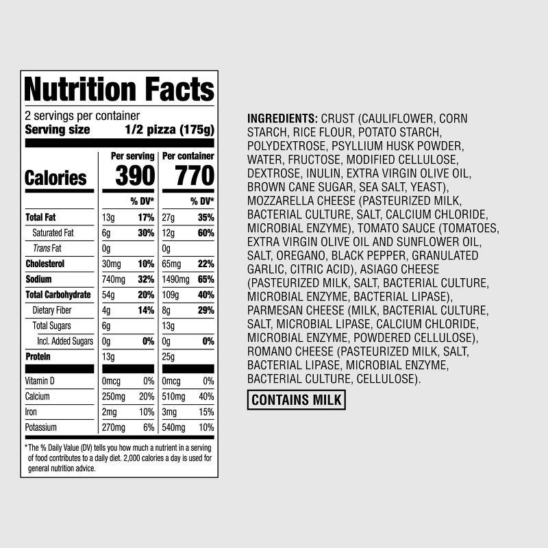 slide 4 of 4, Gluten Free Cauliflower Crust Four Cheese Frozen Pizza - Good & Gather™, 1 ct