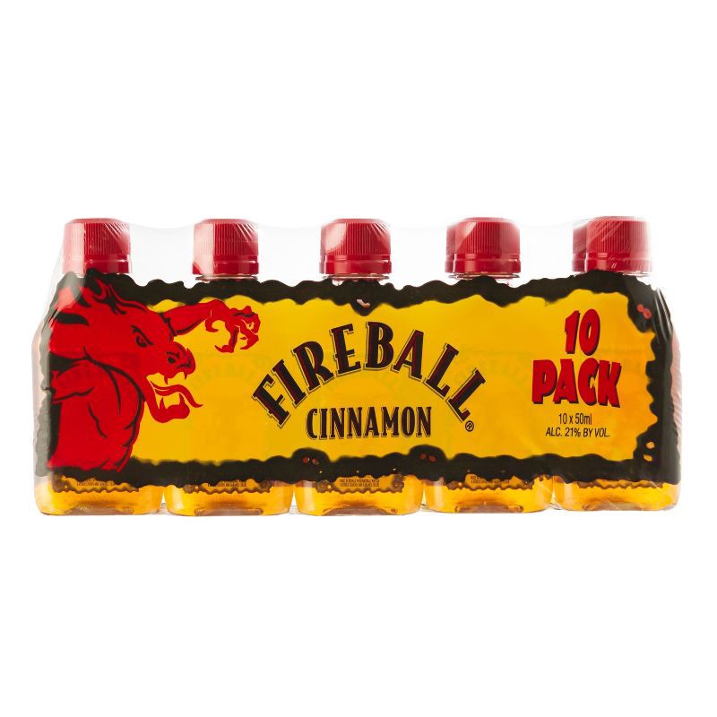 slide 1 of 10, Fireball Low-Proof Cinnamon Whiskey - 10pk/50ml Bottles, 10 ct; 50 ml