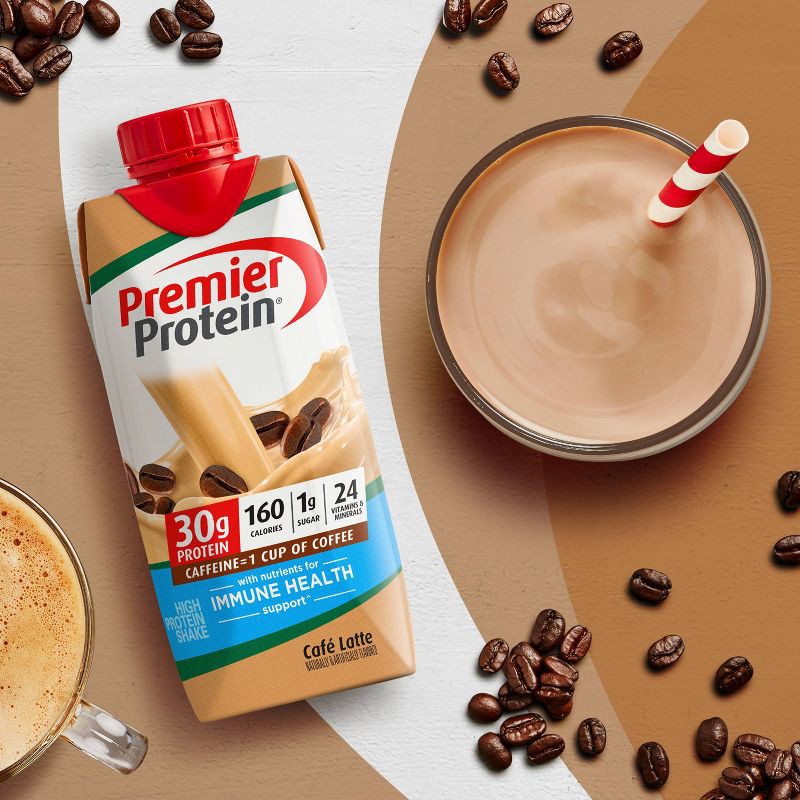 slide 2 of 7, Premier Protein Nutritional Shake - Café Latte - 11 fl oz/4pk, 4 ct; 11 fl oz