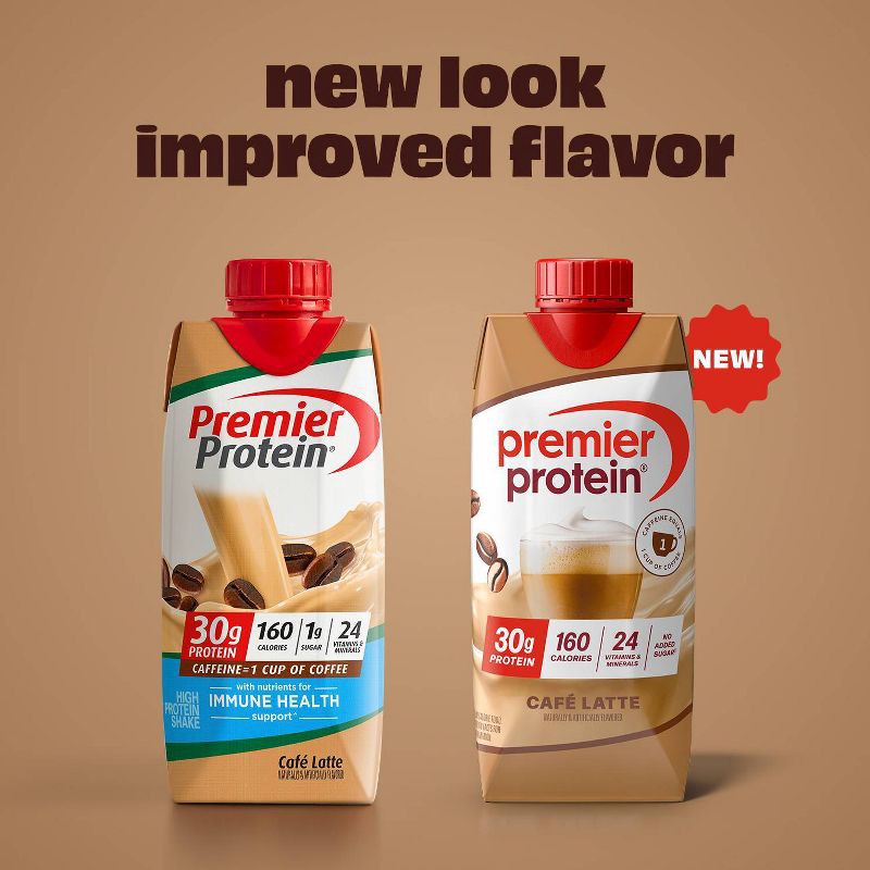 slide 9 of 10, Premier Protein Nutritional Shake Café Latte Caffeinated - 11 fl oz/4pk, 4 ct; 11 fl oz
