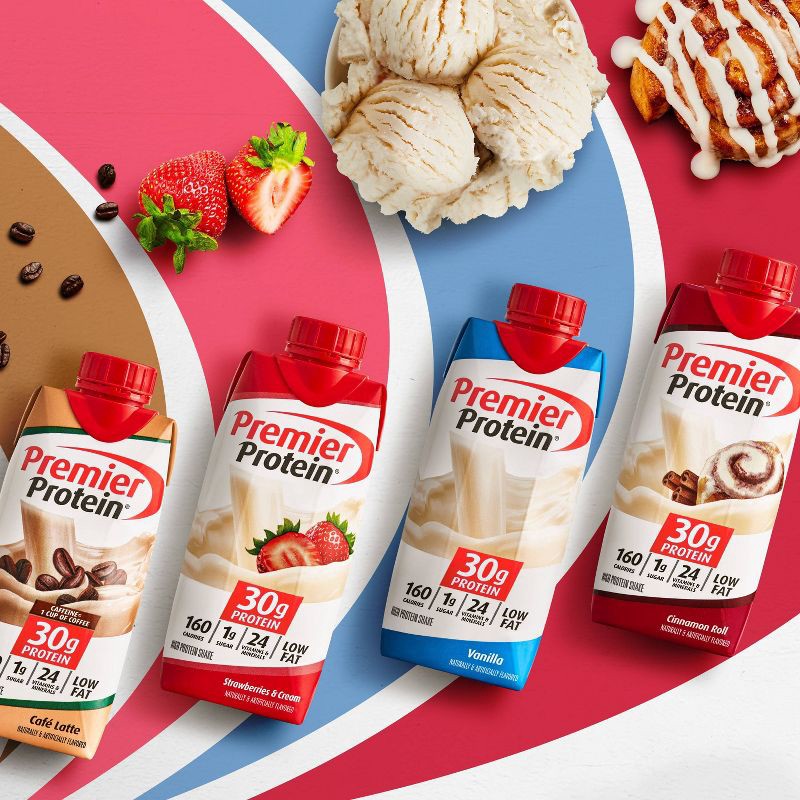 slide 8 of 10, Premier Protein Nutritional Shake Café Latte Caffeinated - 11 fl oz/4pk, 4 ct; 11 fl oz