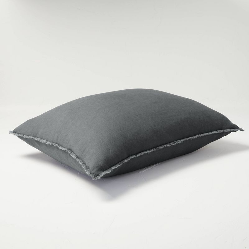 slide 3 of 6, King Euro Heavyweight Linen Blend Throw Pillow Dark Gray - Casaluna™: Rectangle, Rayon & Linen, Indoor Use, Removable Cover, 1 ct