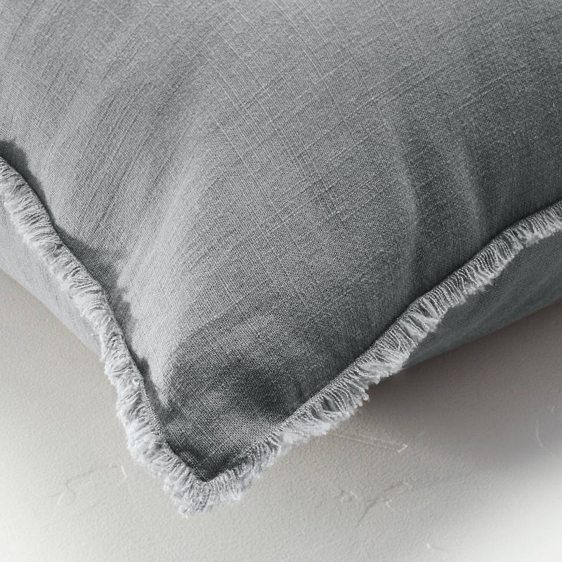 slide 4 of 6, King Euro Heavyweight Linen Blend Throw Pillow Dark Gray - Casaluna™: Rectangle, Rayon & Linen, Indoor Use, Removable Cover, 1 ct