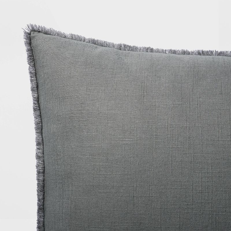 slide 5 of 6, King Euro Heavyweight Linen Blend Throw Pillow Dark Gray - Casaluna™: Rectangle, Rayon & Linen, Indoor Use, Removable Cover, 1 ct