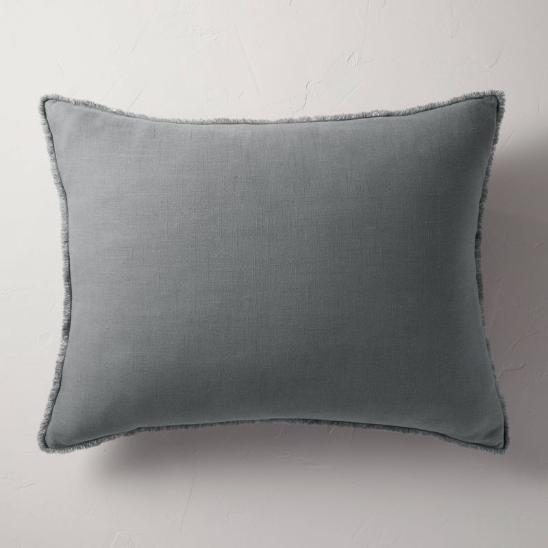 slide 1 of 6, King Euro Heavyweight Linen Blend Throw Pillow Dark Gray - Casaluna™: Rectangle, Rayon & Linen, Indoor Use, Removable Cover, 1 ct