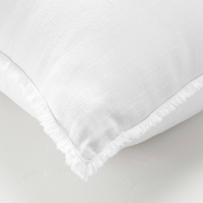 slide 4 of 5, King Euro Heavyweight Linen Blend Decorative Throw Pillow White - Casaluna™: Rayon Weave, Indoor Rectangle Cushion, Hidden Zipper, 1 ct