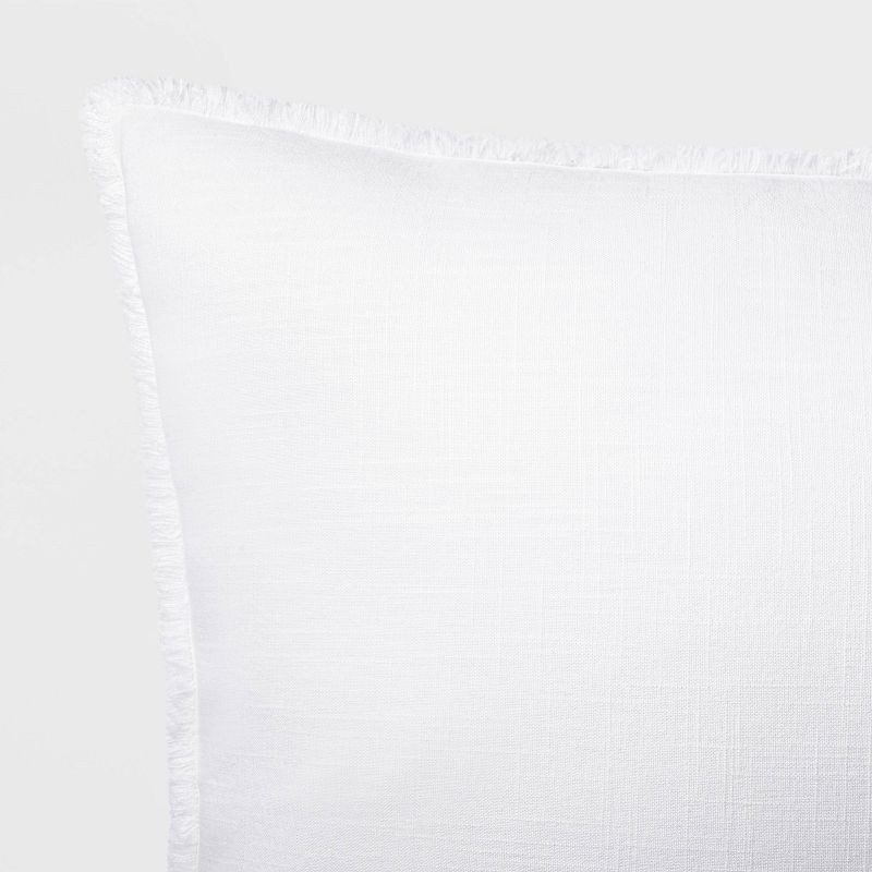 slide 5 of 5, King Euro Heavyweight Linen Blend Decorative Throw Pillow White - Casaluna™: Rayon Weave, Indoor Rectangle Cushion, Hidden Zipper, 1 ct