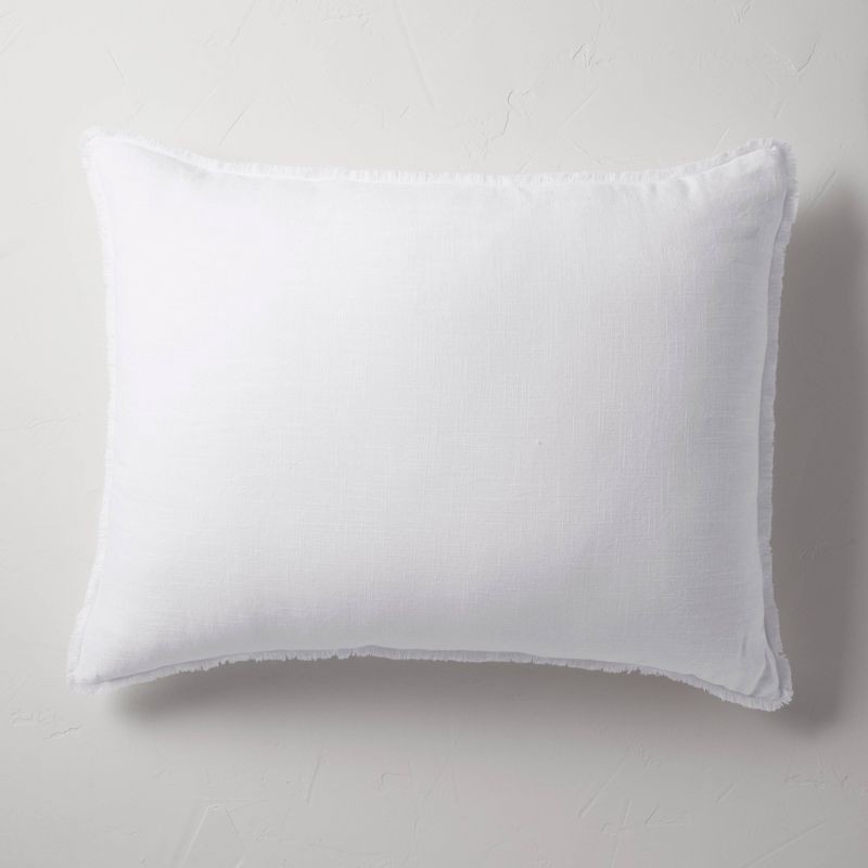 slide 1 of 5, King Euro Heavyweight Linen Blend Decorative Throw Pillow White - Casaluna™: Rayon Weave, Indoor Rectangle Cushion, Hidden Zipper, 1 ct