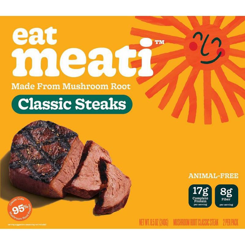 slide 1 of 2, Eat Meati Animal-Free Mushroom Root Classic Steaks 2 ea, 8.5 oz
