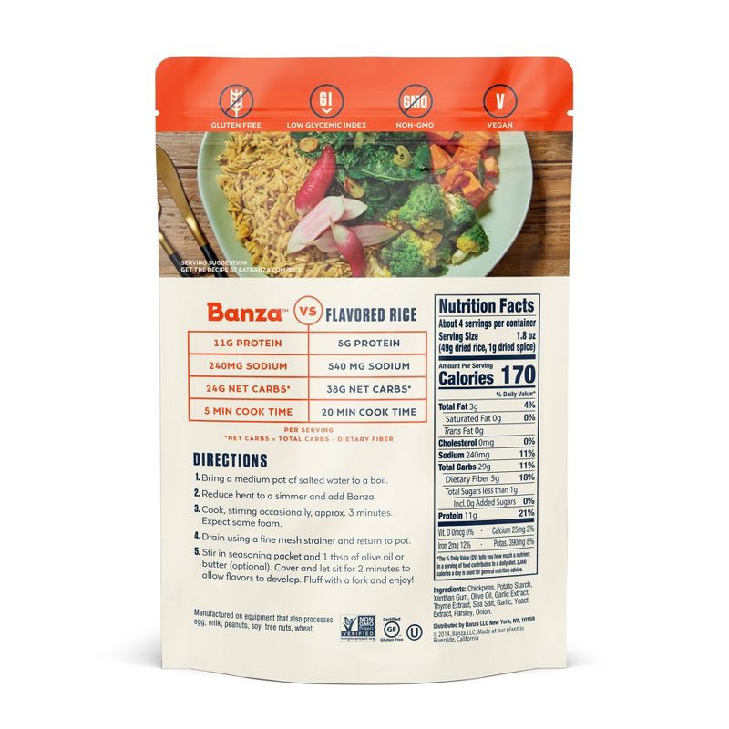 slide 2 of 5, Banza Garlic Olive Oil Chickpea Rice Mix - 7oz, 7 oz