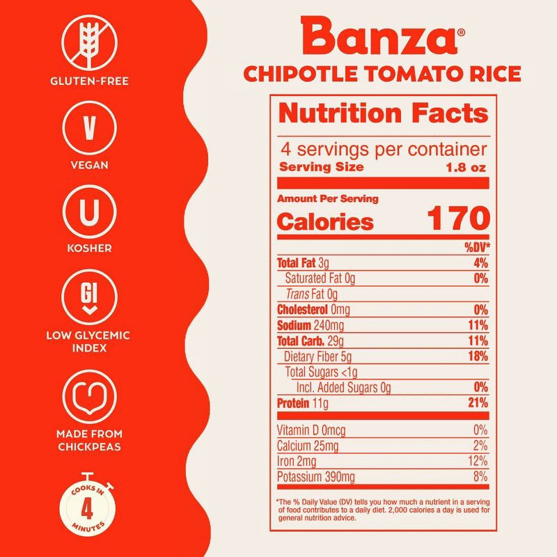 slide 4 of 7, Banza Chipotle Tomato Chickpea Rice Mix - 7oz, 7 oz