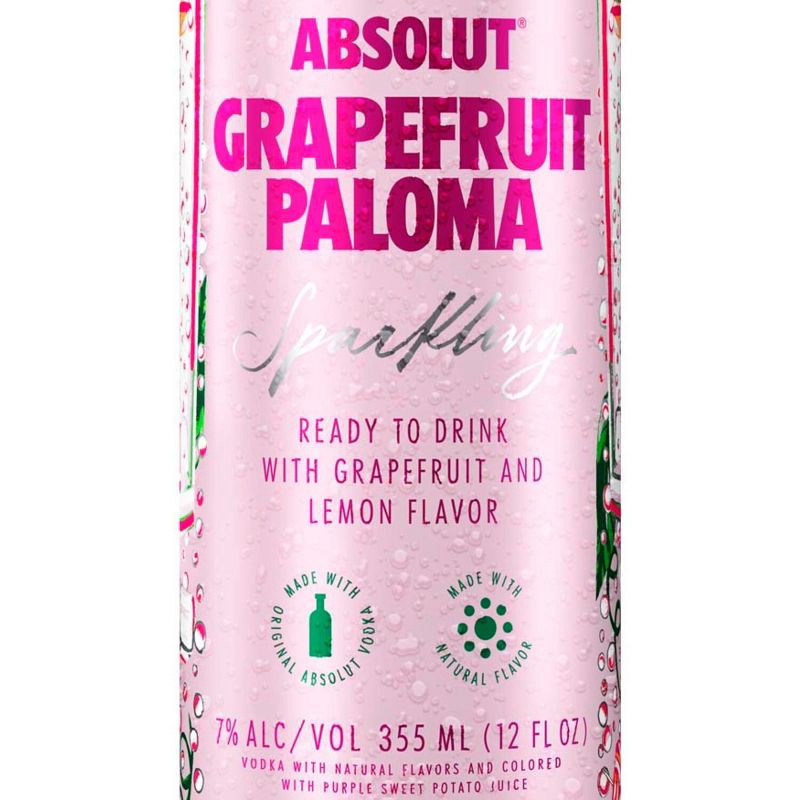 slide 3 of 4, Absolut Grapefruit Paloma Sparkling Vodka Cocktail - 4pk/355ml Cans, 4 ct; 355 ml