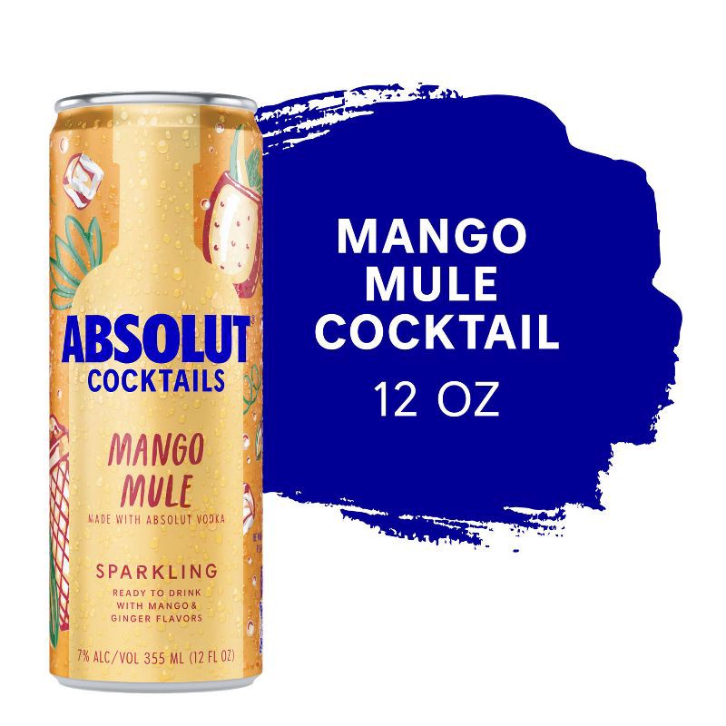 slide 3 of 9, Absolut Mango Mule Sparkling Vodka Cocktail - 4pk/355ml Cans, 4 ct; 355 ml