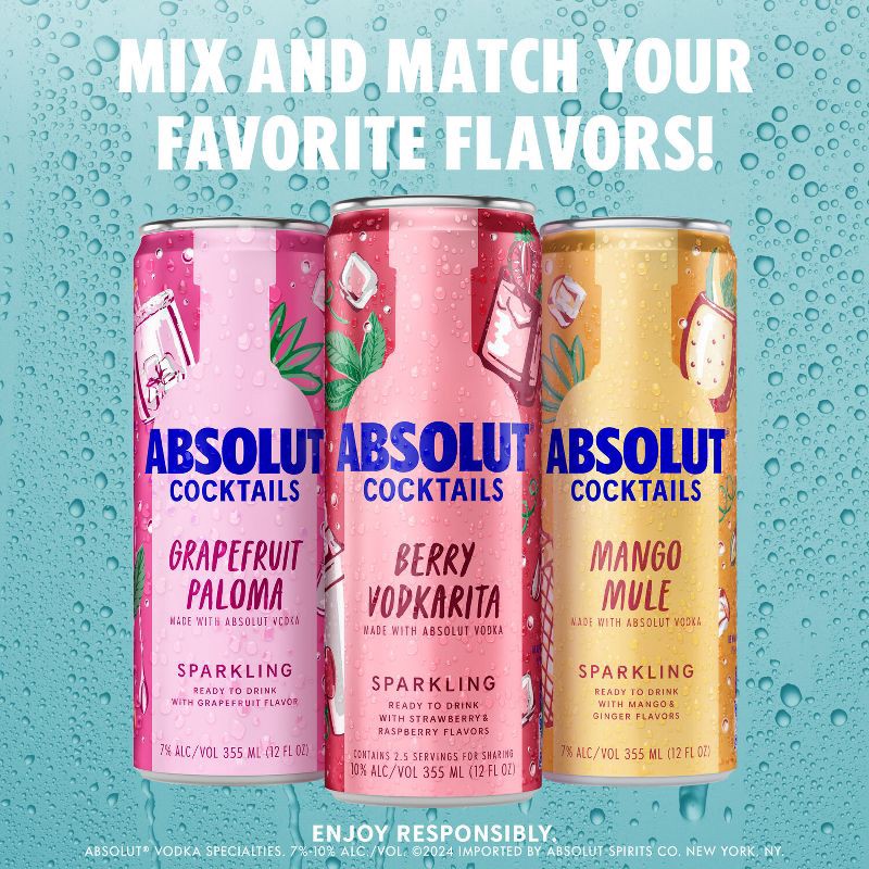 slide 3 of 7, Absolut Mango Mule Sparkling Vodka Cocktail - 4pk/355ml Cans, 4 ct; 355 ml