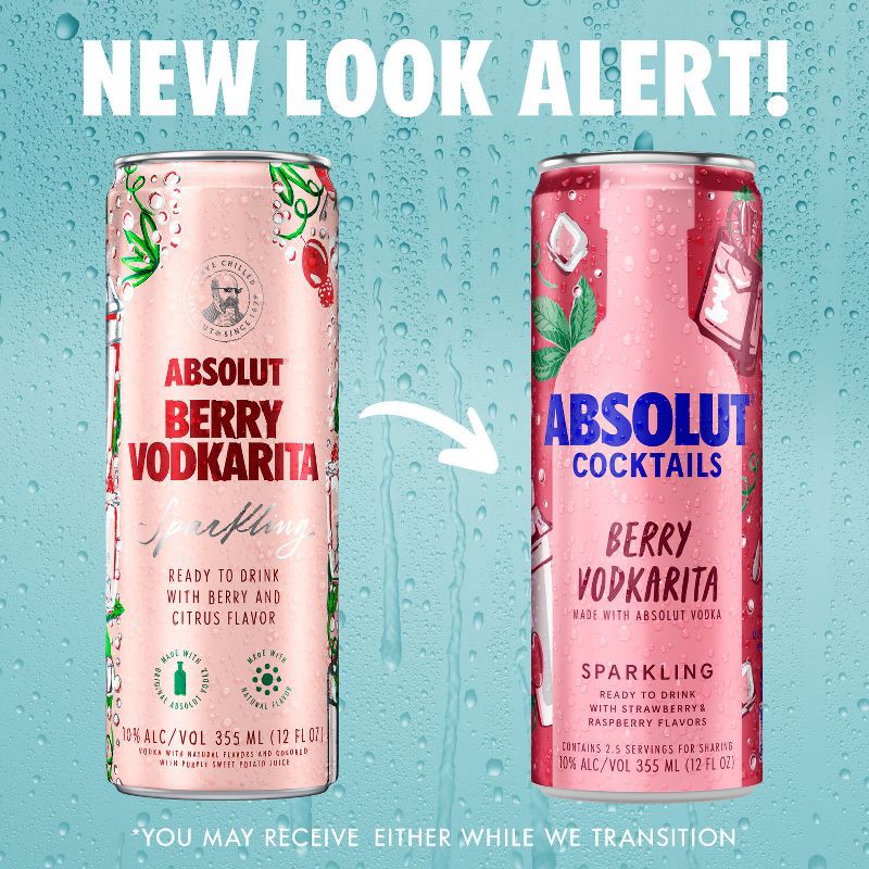 slide 2 of 7, Absolut Berry Vodkarita Sparkling Vodka Cocktail - 4pk/355ml Cans, 4 ct; 355 ml