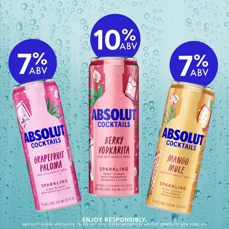 slide 4 of 7, Absolut Berry Vodkarita Sparkling Vodka Cocktail - 4pk/355ml Cans, 4 ct; 355 ml