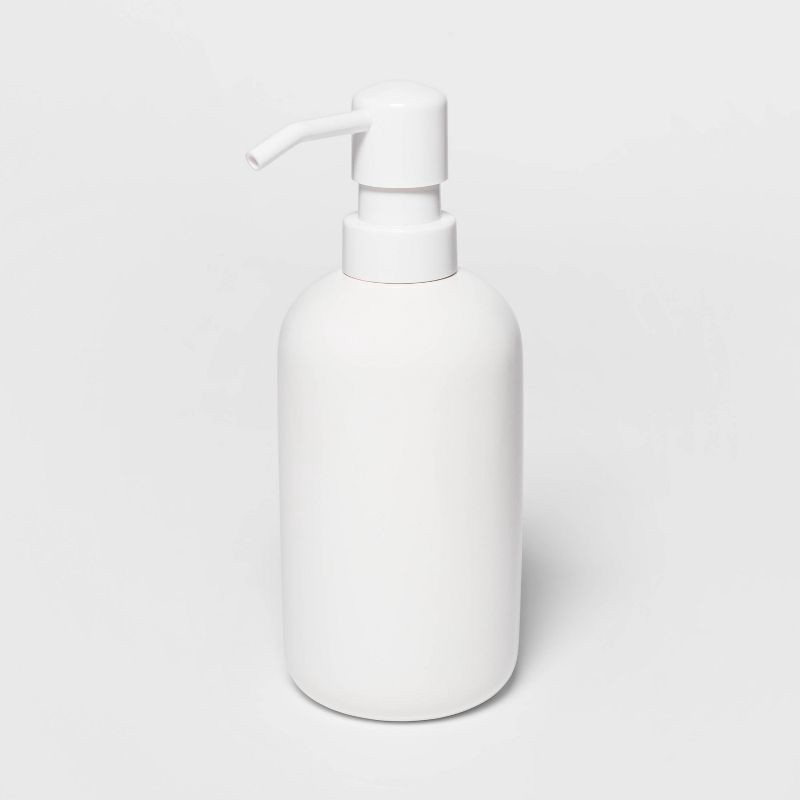 slide 1 of 2, Soap Pump White - Room Essentials™: Ceramic Hand Wash Dispenser, Refillable 13oz Pump Bottle for Bathroom, 13 oz