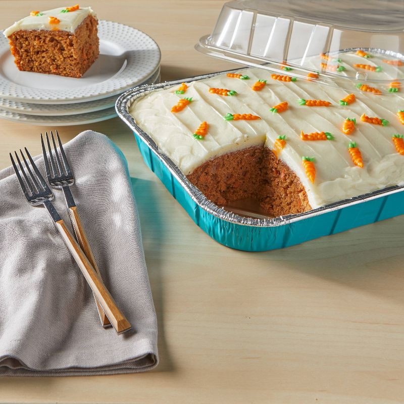 slide 4 of 5, Hefty EZ Foil Teal Cake Pan with Lids - 2ct, 2 ct