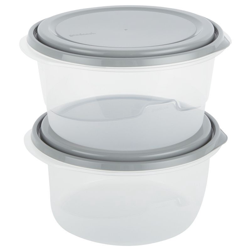 slide 2 of 6, GoodCook EveryWare Round Food Storage Containers - 15.7 Cups - 4pcs/2ct - Gray, 4 ct, 2 ct
