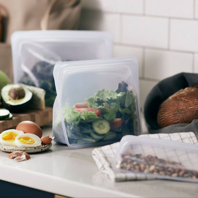 slide 2 of 7, stasher Premium Silicone Reusable Food Storage Stand-Up Mid Bag - Clear, 1 ct