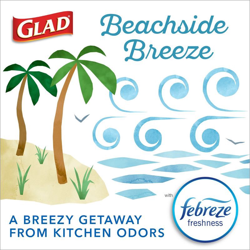 slide 4 of 18, Glad ForceFlex MaxStrength Tall Kitchen Drawstring Trash Bags - Febreze Beachside Breeze - 13 Gallon /45ct, 45 ct; 13 gal